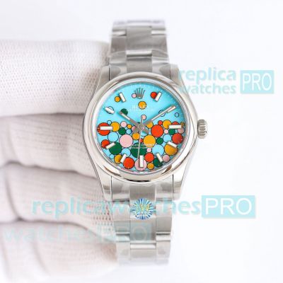 High Quality TW Rolex Oyster Perpetual Swiss 2824 Bubbles Dial Ladies 31mm Replica Watch  